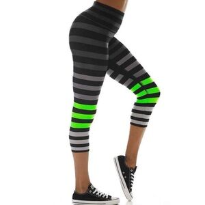 K-DEER Alexis Ombré stripe high-waist gray green black leggings